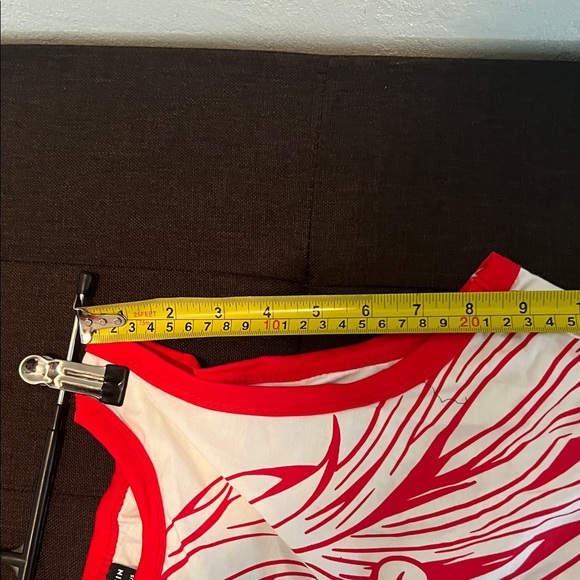 #** 027= Red and White Anime Graphic Crop Top - Picture 4 of 6